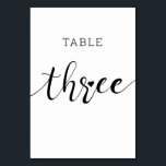 Bewerkbare kleuren Schattige hart script drie brui Kaart<br><div class="desc">Schattigee en eenvoudige bewerkbare kleuren tabel nummer kaart 'Drie'</div>