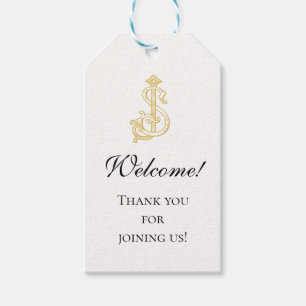 BEWERKBARE KLEUREN SJ Monogram JS Logo Gift Label Cadeaulabel