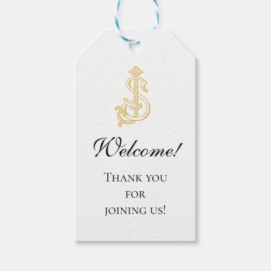 BEWERKBARE KLEUREN SJ Monogram JS Logo Gift Label Cadeaulabel (Voorkant)