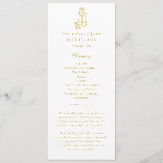 BEWERKBARE KLEUREN SJ Monogram JS Monogram Program Programmakaart (Voorkant)