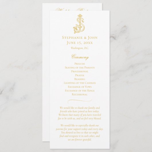 BEWERKBARE KLEUREN SJ Monogram JS Monogram Program Programmakaart (Voorkant / Achterkant)