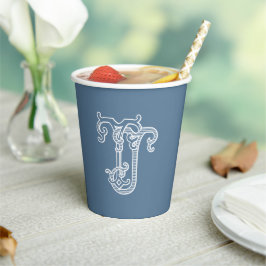 BEWERKBARE KLEUREN TJ Monogram JT Monogram Cups Papieren Bekers