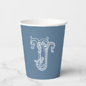 BEWERKBARE KLEUREN TJ Monogram JT Monogram Cups Papieren Bekers (Achterkant)