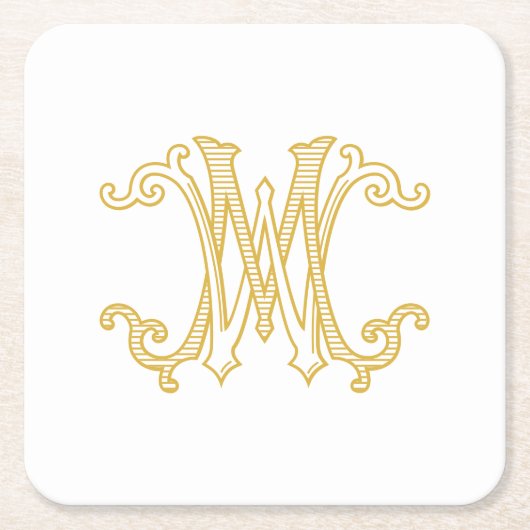 BEWERKBARE KLEUREN WM Monogram MW Logo Onderzetter (Voorkant)