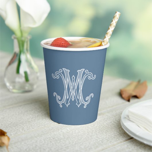 BEWERKBARE KLEUREN WM Monogram MW Monogram Cups Papieren Bekers (Insitu)