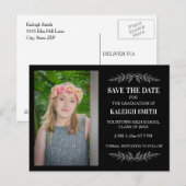 Bewerkbare kleuren zwart Afstudeerder Opslagdatum  Aankondigingskaart (Voorkant / Achterkant)