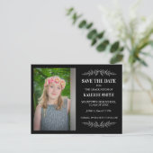 Bewerkbare kleuren zwart Afstudeerder Opslagdatum  Aankondigingskaart (Staand voorkant)