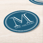 Bewerkbare kleurenbalk/-diner / Rondmonogram naam Ronde Kartonnen Onderzetter (Gebogen)