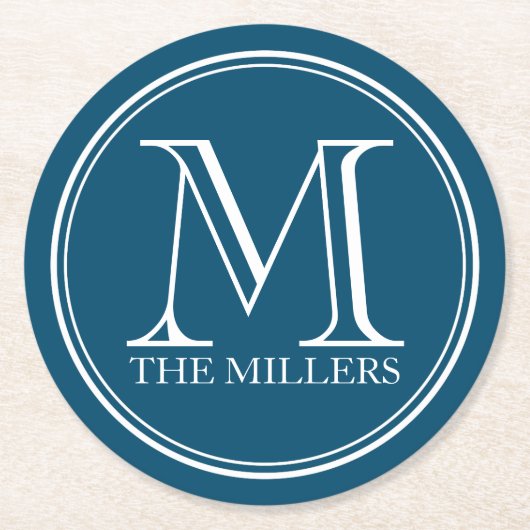 Bewerkbare kleurenbalk/-diner / Rondmonogram naam Ronde Kartonnen Onderzetter (Voorkant)