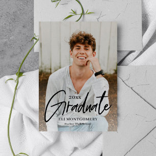 Bewerkbare kleurengradiënt afstudeeruitnodiging me kaart