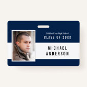 Bewerkbare Kleurenschool Klasse Reunion Fotonaam Badge (Voorkant)