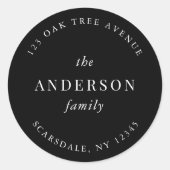 Bewerkbare Kleurfamilienaam Retouradres Modern Ronde Sticker (Voorkant)