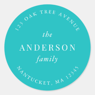 Bewerkbare Kleurfamilienaam Retouradres Modern Ronde Sticker