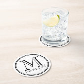 Bewerkbare Kleurnaam / Bar / Diner Ronde Monogram Kartonnen Onderzetter (Insitu)