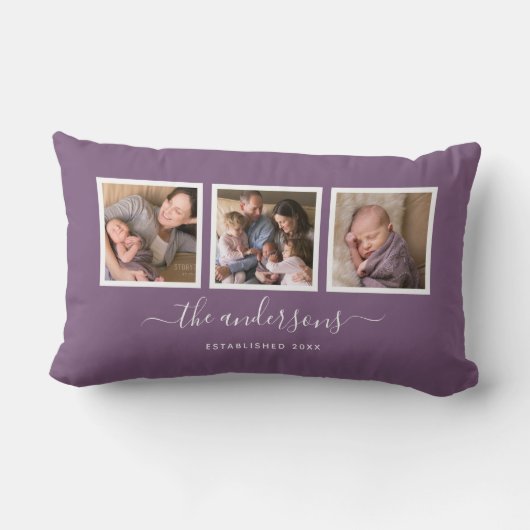 Bewerkbare Kleurnaam Calligrafie Foto Collage Kussen (Achterkant)