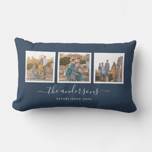 Bewerkbare Kleurnaam Calligraphy Foto Collage Kussen (Voorkant)