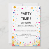 Bewerkbare kleurrijke Confetti verjaardagsuitnodig Kaart (Voorkant)