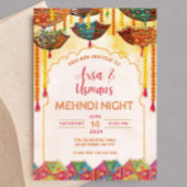 Bewerkbare Kleurrijke Mehndi Oranje Paraplu Haldi Kaart