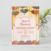 Bewerkbare Kleurrijke Mehndi Oranje Paraplu Haldi Kaart (Staand voorkant)