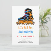 Bewerkbare Kleurrijke Meisjes Schaats Uitnodiging (Staand voorkant)