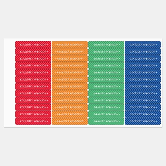 Bewerkbare kleurrijke school Kinder naam Labels (Vel)