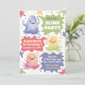 Bewerkbare Kleurrijke Slime Feest Uitnodiging Temp (Staand voorkant)