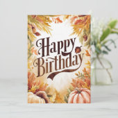 Bewerkbare Kleurrijke Wens Herfst Herfst Gelukkige Kaart (Staand voorkant)