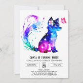 Bewerkbare Kleurrijke Wolf Digitale Meisje Verjaar Kaart (Voorkant)