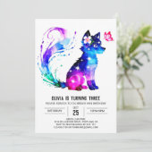 Bewerkbare Kleurrijke Wolf Digitale Meisje Verjaar Kaart (Staand voorkant)