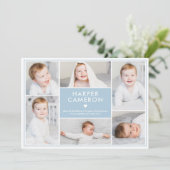 Bewerkbare kleurzoet hartkoninklijke Baby geboorte Feestdagenkaart (Staand voorkant)