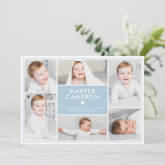 Bewerkbare kleurzoet hartkoninklijke Baby geboorte Feestdagenkaart (Staand voorkant)