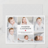 Bewerkbare kleurzoet hartkoninklijke Baby geboorte Feestdagenkaart (Voorkant / Achterkant)