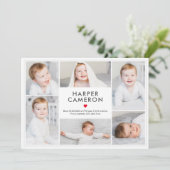 Bewerkbare kleurzoet hartkoninklijke Baby geboorte Feestdagenkaart (Staand voorkant)