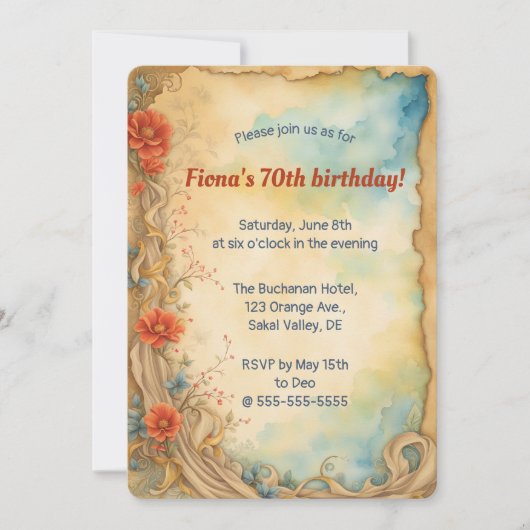 Bewerkbare Klimrozen en Krullen Kaart (Voorkant)