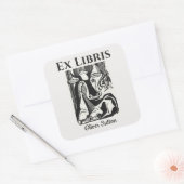 Bewerkbare Koe met de optie Bladwijzer omlaag Vierkante Sticker (Envelop)