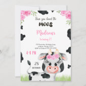 Bewerkbare Koe verjaardagsuitnodiging Kaart (Voorkant)