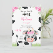 Bewerkbare Koe verjaardagsuitnodiging Kaart (Staand voorkant)