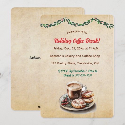 Bewerkbare koffie en donuts kaart (Voorkant / Achterkant)