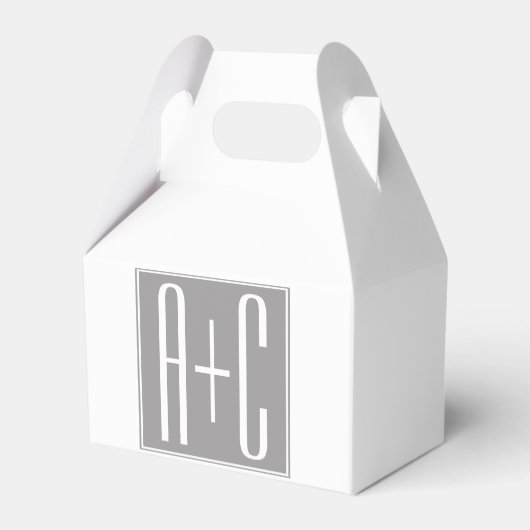 Bewerkbare Koppels Initialen | Wit & Grijs Bedankdoosjes (Achterkant)