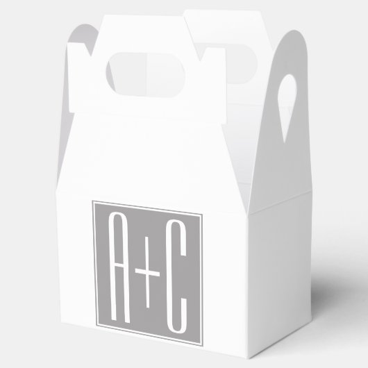 Bewerkbare Koppels Initialen | Wit & Grijs Bedankdoosjes (Geopend)