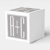 Bewerkbare Koppels Initialen | Wit & Grijs Bedankdoosjes (Voorkant Zijde)