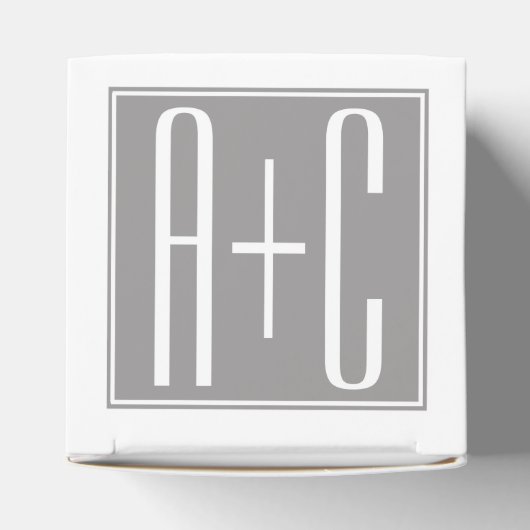 Bewerkbare Koppels Initialen | Wit & Grijs Bedankdoosjes (Bovenkant)