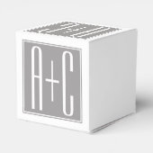 Bewerkbare Koppels Initialen | Wit & Grijs Bedankdoosjes (Achterkant)