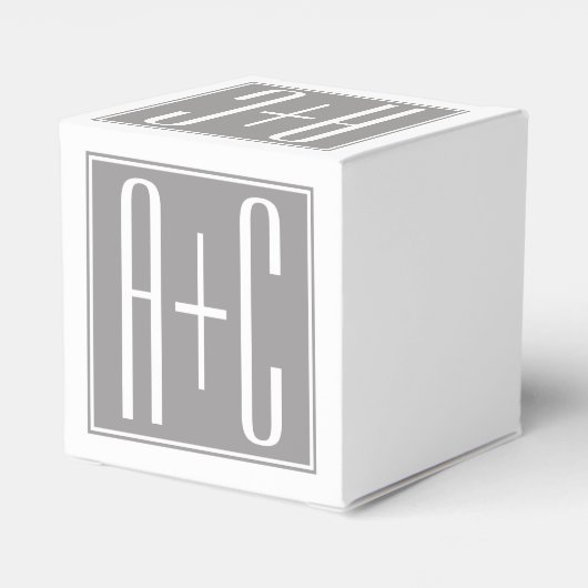 Bewerkbare Koppels Initialen | Wit & Grijs Bedankdoosjes (Achterkant)