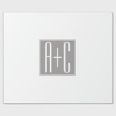 Bewerkbare Koppels Initialen | Wit & Grijs Cadeaupapier (Vlak)