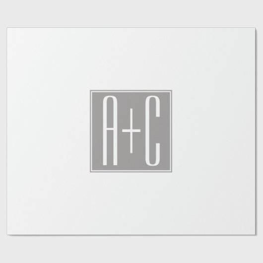 Bewerkbare Koppels Initialen | Wit & Grijs Cadeaupapier (Vlak)