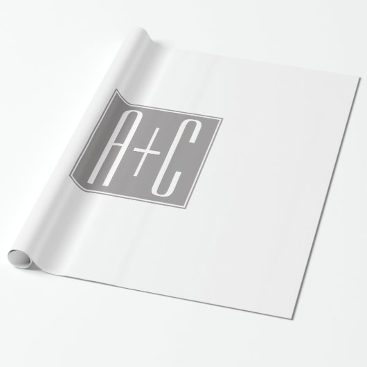 Bewerkbare Koppels Initialen | Wit & Grijs Cadeaupapier (Uitgerold)