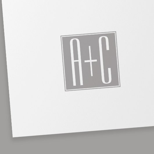 Bewerkbare Koppels Initialen | Wit & Grijs Cadeaupapier