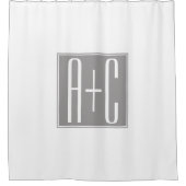 Bewerkbare Koppels Initialen | Wit & Grijs Douchegordijn (Voorkant)