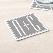 Bewerkbare Koppels Initialen | Wit & Grijs Kartonnen Onderzetters (Schuin)